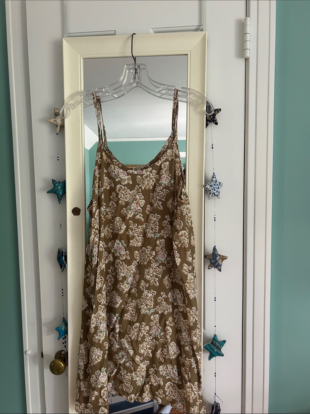 Johnathon Martin Floral Brown Spaghetti Strap Sundress Large runs small